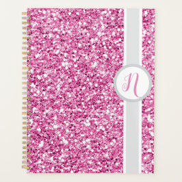 Pink Glitter Monogram Planner