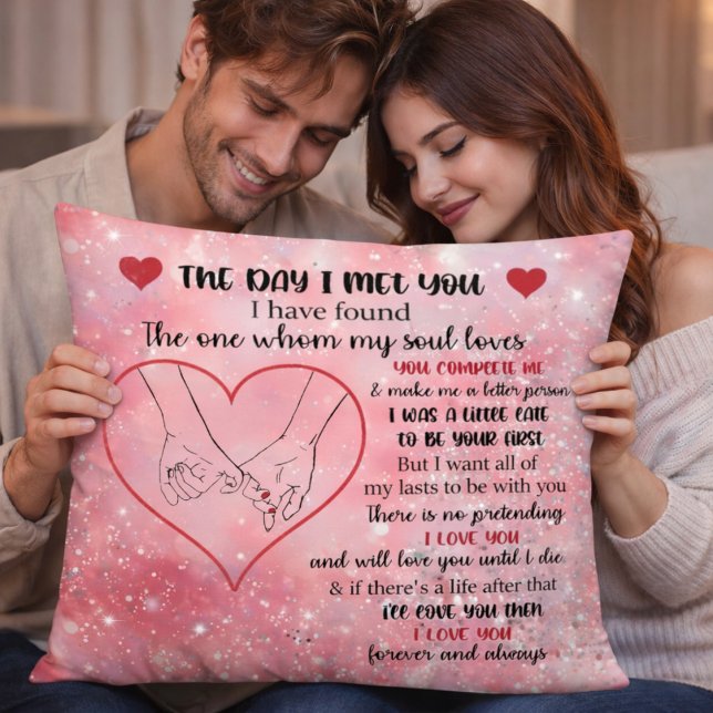 Pink Glittered Romantic Love Quote Kudde (Skapare uppladdad)