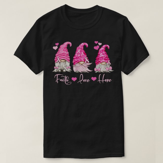 Pink Gnome Breast Cancer Awareness  T Shirt (Design framsida)
