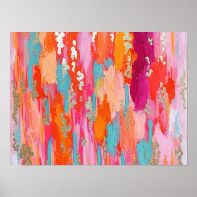 Pink Gold Abstract Preppy Dorm Decor Poster (Framsidan)