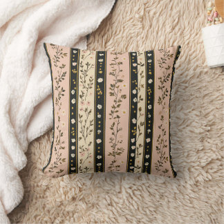 Pink Gold Black Stripes Florals Kudde