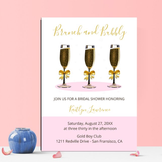 Pink Gold Brunch and Bubbly Bridal Shower Inbjudningar (Skapare uppladdad)