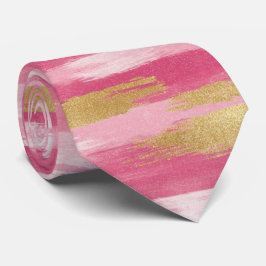 Pink Gold Brushstroke Style Neck Tie Slips