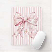 Pink Gold Confetti Bow Monogram Name