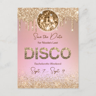 Pink Gold Disco Sista Helgen Spara Datum Vykort