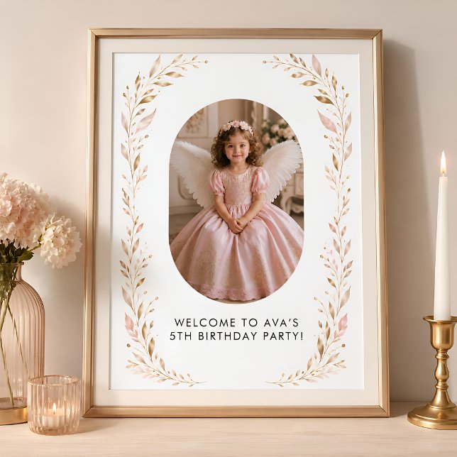 Pink Gold Flicka 5-års Födelsedags Välkomstskylt Poster (Skapare uppladdad)