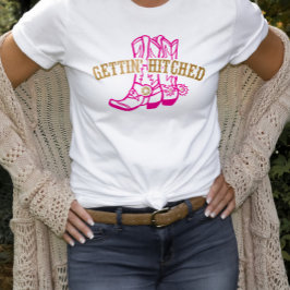 Pink Gold Gettin' Hitched Brud T-shirt