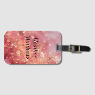 Pink & Gold Glitter Bagagebricka