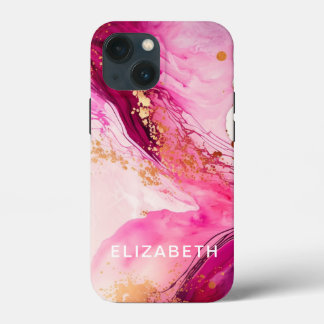 pink gold marble glitter personalized name 