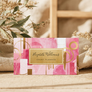 Pink Gold Modern Abstract Business Cards Visitkort