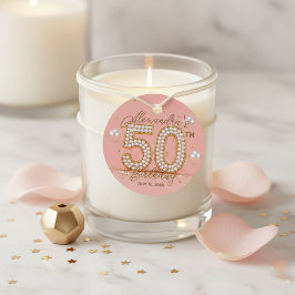 Pink Gold Pearl Luxury Glamorous 50th Birthday Gåvor Etiketter