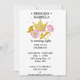Pink & Gold princess birthday invitation Inbjudningar