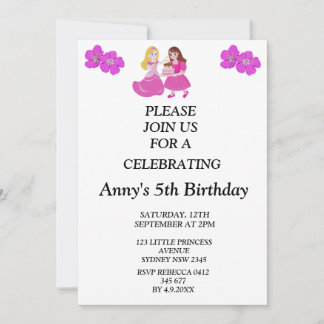 Pink & Gold princess birthday invitation Inbjudningar