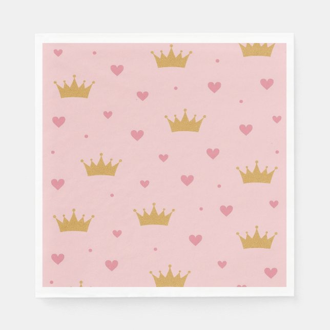 Pink & Gold Princess Pattern Napkin Pappersservett (Framsidan)