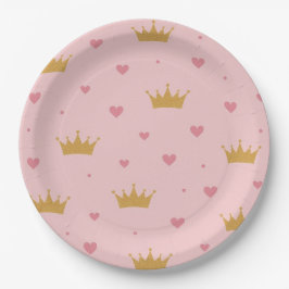 Pink & Gold Princess Pattern Paper Plate