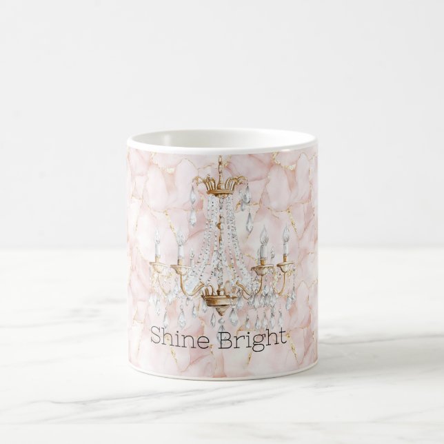 Pink Gold Rose Petals Floral Chandelier Kaffemugg (Center)