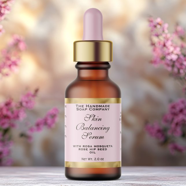 Pink & Gold Small Dropper Bottle Label  Adressetikett (Skapare uppladdad)