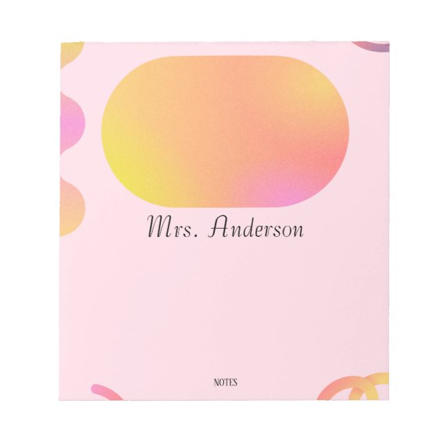 Pink & Gold Sparkle Personalized Teacher Notepad Anteckningsblock (Framsida)