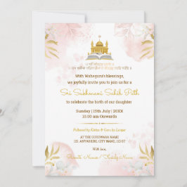Pink & Gold Sukhmani Sahib Path Invitation Card Inbjudningar