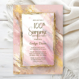 Pink Gold Surprise 100th Birthday Party Inbjudningar