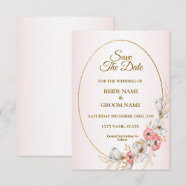 Pink Golden Floral Geometric Peach Wedding Spara Datumet