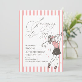 Pink Golf 30th Birthday Party Swinging Into 30 Inbjudningar