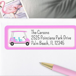 Pink Golf Cart Monogram Return Address Label Returadress Etikett