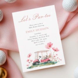 Pink Golf Floral Baby Shower Inbjudningar