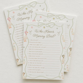 Pink Goose Baby Shower Who Knows the Mommy Best  Inbjudningar