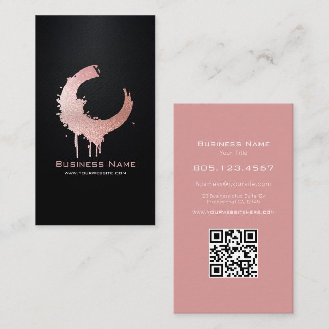 Pink Gradient Glitter Swirl • Custom Editable Visitkort (Fram/baksida)