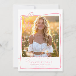 Pink Graduation Announcement Card Photo Grad Party Inbjudningar