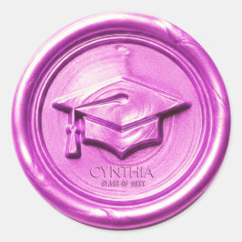  Pink Graduation Cap  Wax Seal Runt Klistermärke