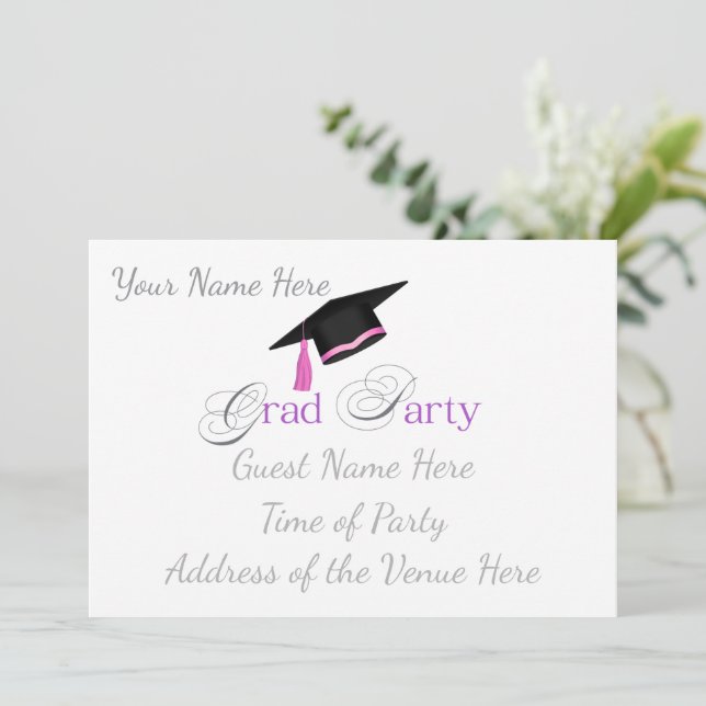 Pink Graduation Party with Custom Name and Class Inbjudningar (Stående Fram)