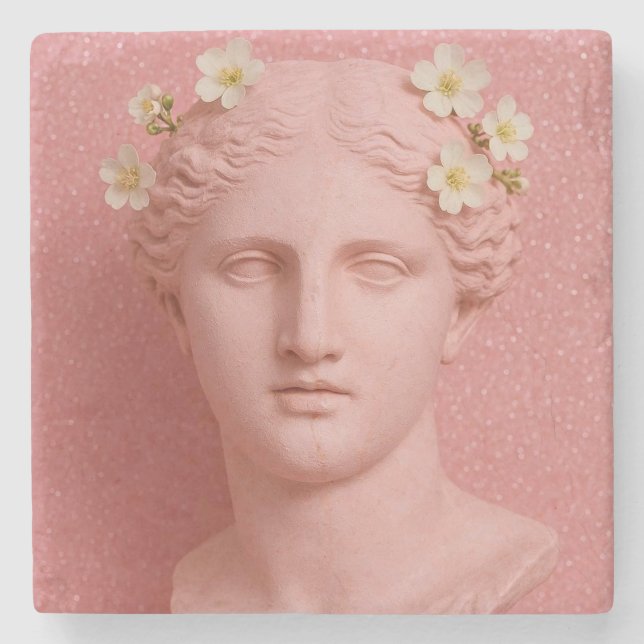 Pink Greek Coasters. Stenunderlägg (Framsidan)
