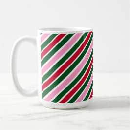  Pink Green and Red Christmas Candy Cane Stripes  Kaffemugg
