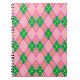 Pink & Green Argyle Anteckningsbok