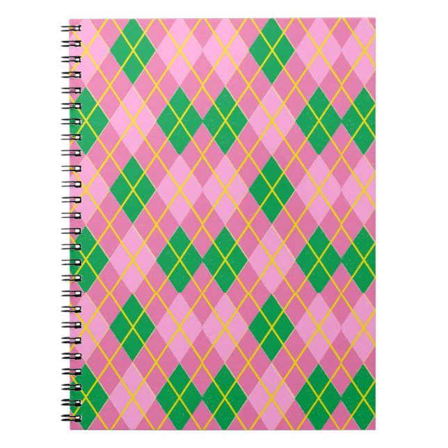 Pink & Green Argyle Anteckningsbok (Framsidan)