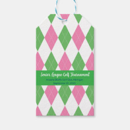 Pink & Green Argyle Pattern - Gift Tag Presentetikett