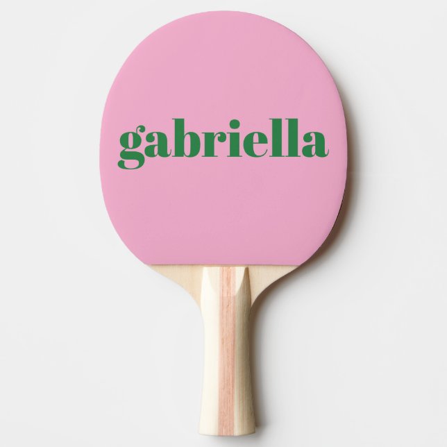 Pink Green Bold Typography Personalized Name Pingisracket (Framsidan)