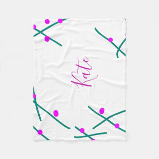 Pink green cherry tree name boho retro rustic bold fleecefilt