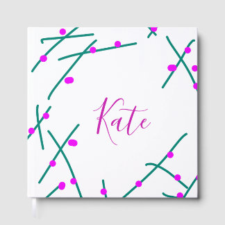 Pink green cherry tree name boho retro rustic bold gästböcker