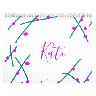 Pink green cherry tree name boho retro rustic bold kalender
