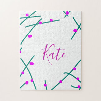 Pink green cherry tree name boho retro rustic bold pussel