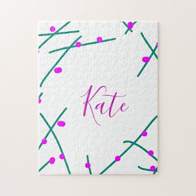 Pink green cherry tree name boho retro rustic bold pussel (Vertikal)