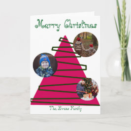 Pink & green Christmas tree Kort