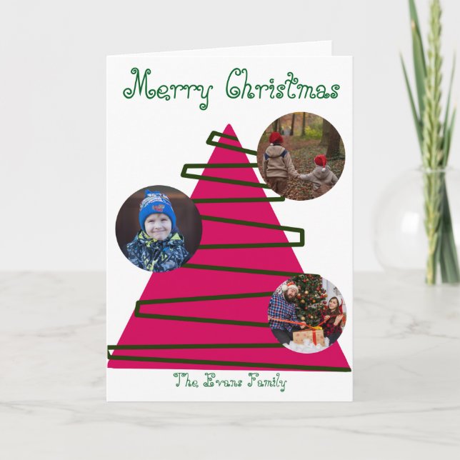 Pink & green Christmas tree Kort (Framsida)