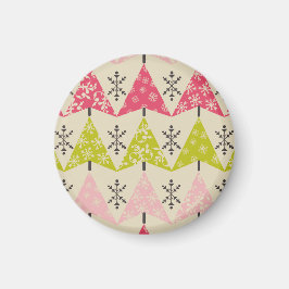 Pink & green Christmas trees Magnet