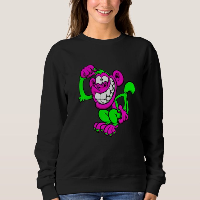 Pink Green Crazy Monkey T Shirt (Framsida)