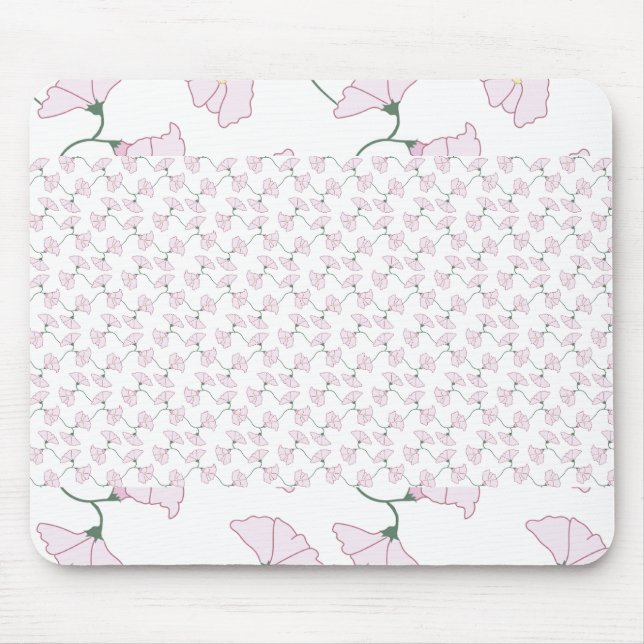 Pink Green Floral Vines Flowers Mouse Pads Musmatta (Framsidan)
