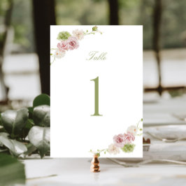 Pink Green Floral Wedding Bordsnummer
